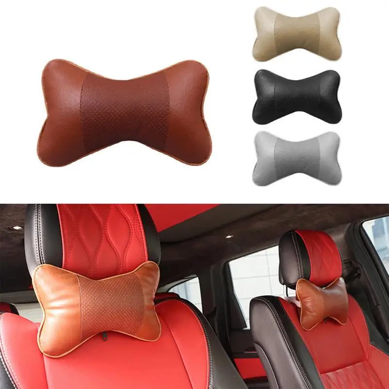 

car Neck Pillow Auto Seat PU Leather Removable Headrest Pillow Soft Neck Pillow For Auto Decorative Pillow Safety Supplies
