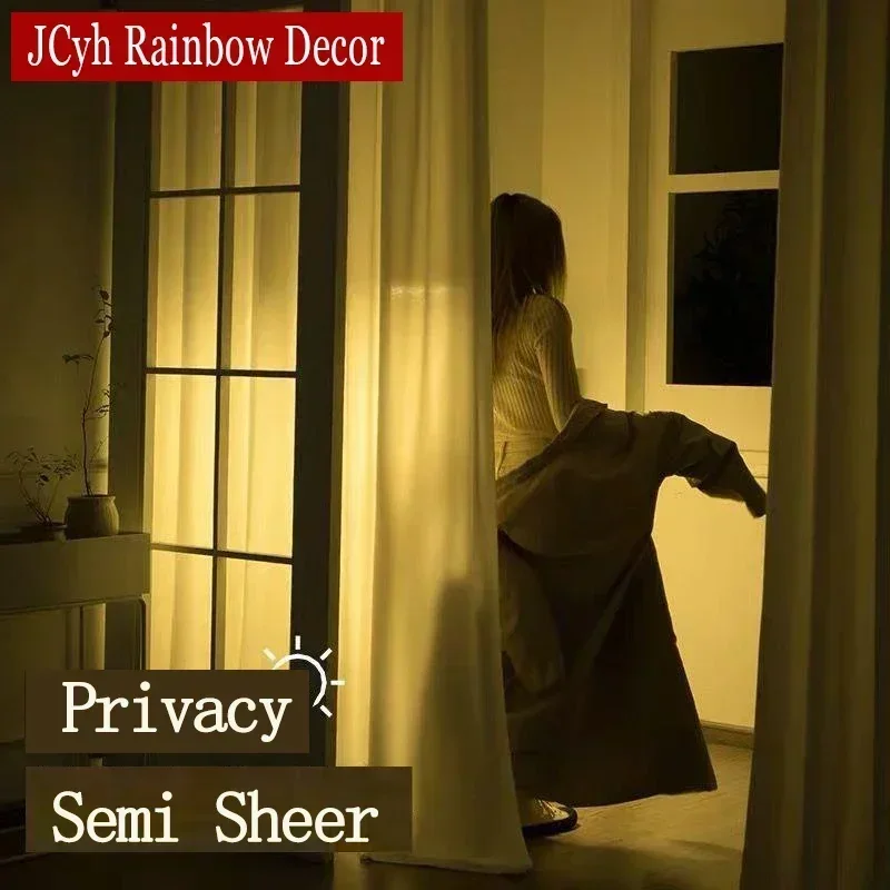 Sheer Curtains Window Curtains Decor Curtains Light Filtering Curtains White Semi Crushed Sheer Curtains Living Room Window Solid Color Long Tulle Bedroom Curtain Voile Party Drapes
