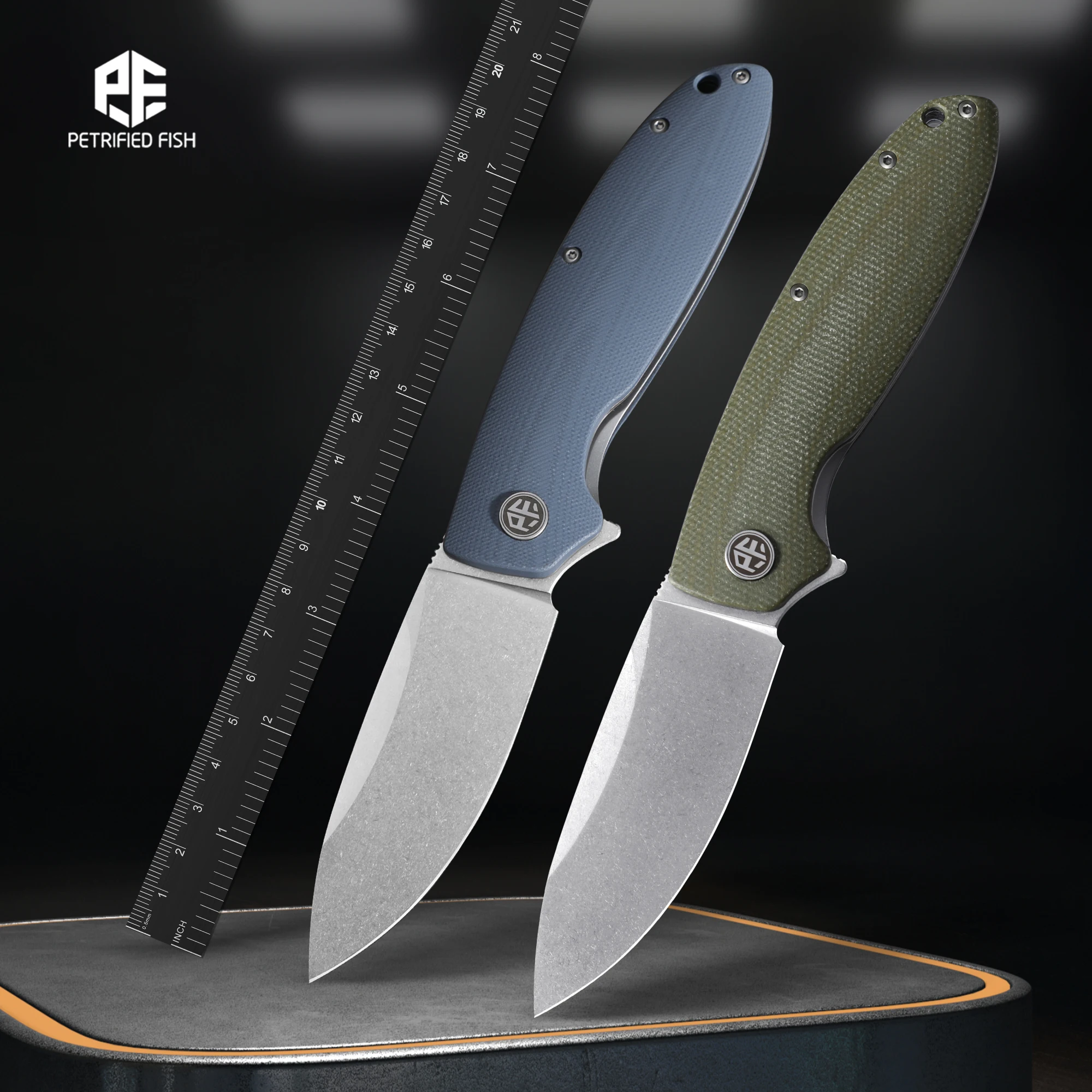 

Petrified Fish PFB01 D2 Steel Satin Finish Blade Folding Knife Ceramic Bearing Micarta Handle Outdoor Survival EDC Tool Knives