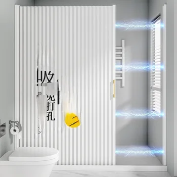 보이지 않는 목욕 커튼 세트 드릴링 필요 욕실 파티션 건식 습식 분리 욕실 커튼 방수 교수형 럭셔리 상품 이미지