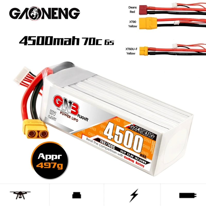 

HV MAX 140C GNB 22.8V 4500mAh Lipo Battery For FPV Drone RC Helicopter Car Boat Tank UAV Part With XT90S 6S 22.8V Battery