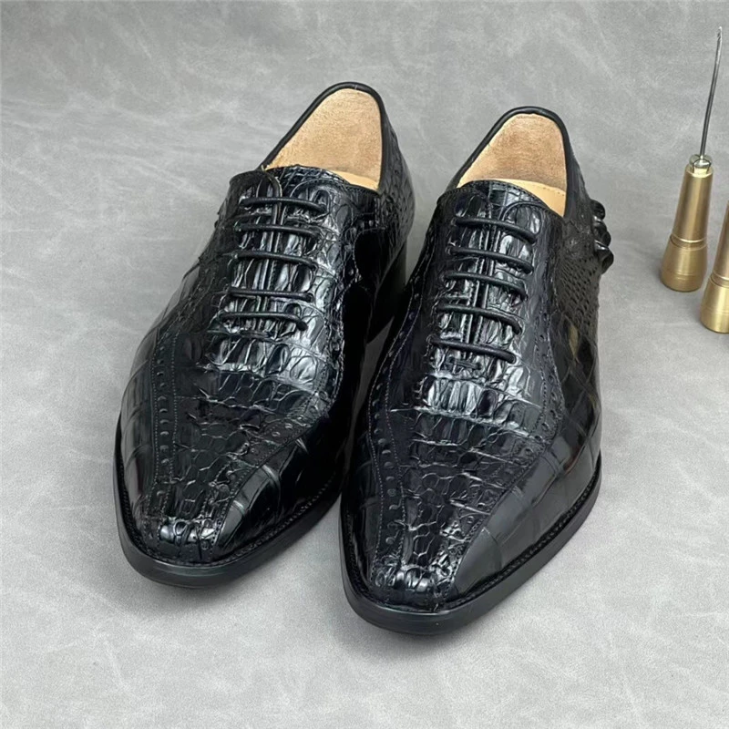 Authentic Exotic Crocodile Skin Men's Square-toe Designer Dress Shoes  Genuine Alligator Leather Male Lace-up Black Oxford Shoes - Men's Dress  Shoes - AliExpress