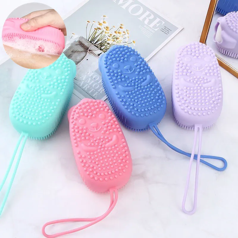 

Silicone Body Scrubber Soft Bubble Bath Brush Shower Exfoliating Sponge Massager Skin Cleaner Cleaning Pad Bathroom Accessorie