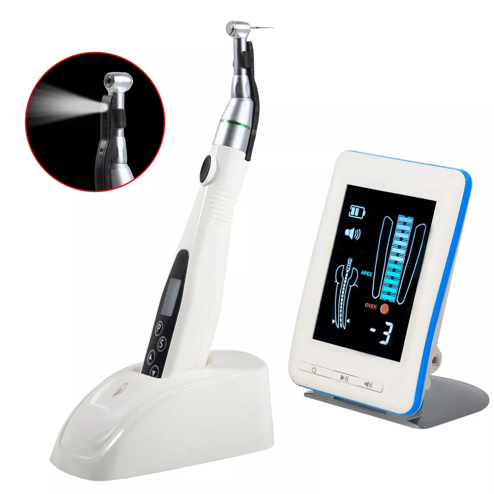 

Dental Endodontic Apex Locator Root Canal 4.5" LCD Finder Endo Woodpex Style/LED Cordless MINI Head Endo Motor 16:1 Contra Angle