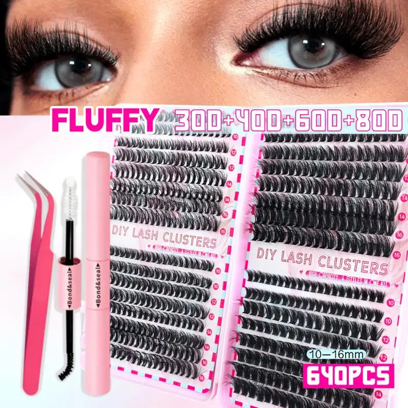 Lash Bond ASend Seal Eyelash Clusters Lasting Double-Ended Fixed Eyelash Glue Remover Tweezers Kit Eyelash Curler Brush Kit Tool