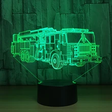 

Fire Engine Lighting Fixture 3D LED RGB Night Light 7 Color Change Desk Light Action Figures 2217 Kids Home Christmas Toys