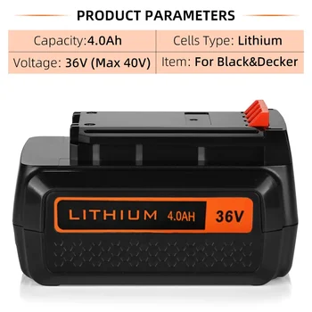 LBX2040 BL2036 Batteria ricaricabile agli ioni di litio 36V/40V 4000mAh per utensili elettrici Black & Decker BL1336L LBXR36 BL2036L LST400 CST1200