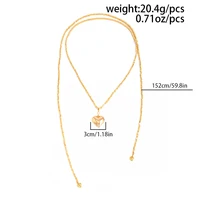 KunJoe mode couleur or amour coeur pendentif collier femmes Vintage chaîne de perles Long collier pull chaîne bijoux accessoires 5