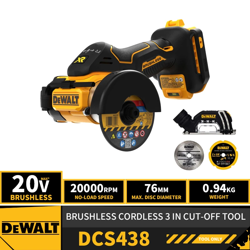 DEWALT DCS438 Brushless Cordless 3in 76MM CutOff Tool Grinder 20V
