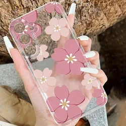 Pink Large Flower Transparent Silicone Phone Case - Galaxy S20 FE 2022 (Clear - LYH425)