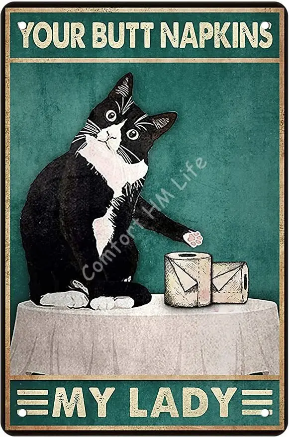 Targa Metallo Gatto Vintage - Decorazione Divertente Per Lavanderia O Bagno 30x20cm - Foto 4