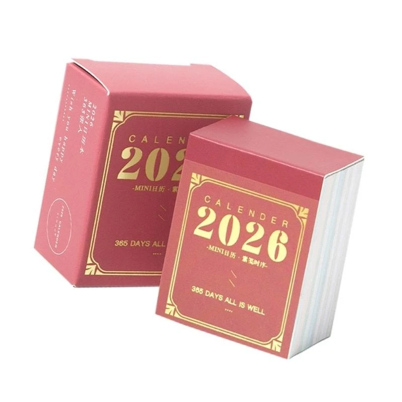 2026 소형 책상 달력 365일 일일 계획 및 메모 일정 정리를 위한 종이 달력 쓰기 패드 떼어내기