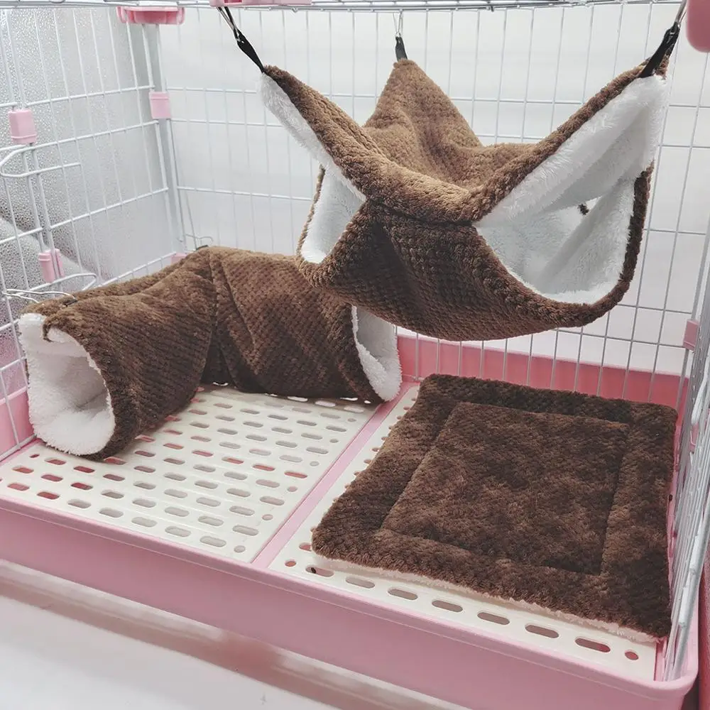 1 Stück Hamsternest Winterbett Hängematte Käfigtunnel Plüsch-Versteck für Hamster, Meerschweinchen, Zuckerhamster und Kleintiere – Detail 6