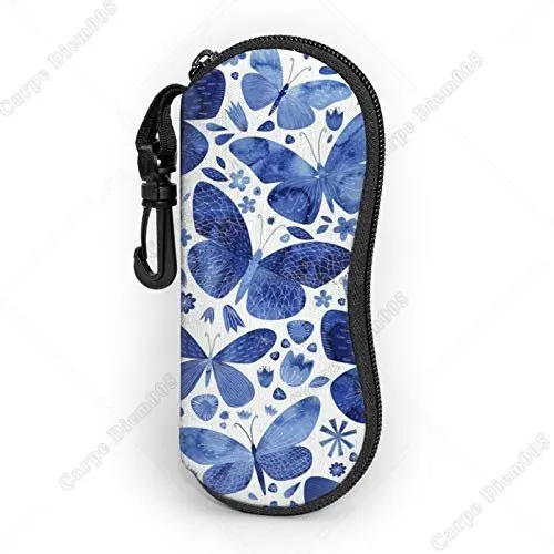 

Blue Butterflies Sunglasses Soft Case Glasses Case For Women Men Ultra Light Neoprene Zipper Eyeglass Case