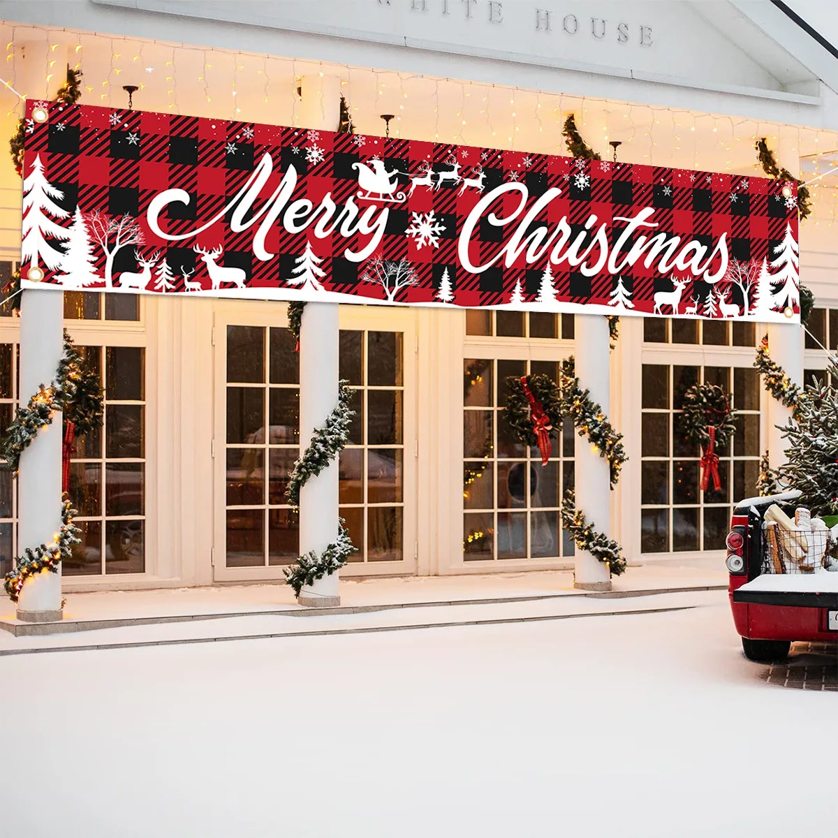 Description Picture 6 of itemRed Merry Christmas Banner Christmas Decor for Home 2024 Indoor Outdoor Decor Xmas Flag Navidad Noel Natal Gifts New Year 2025