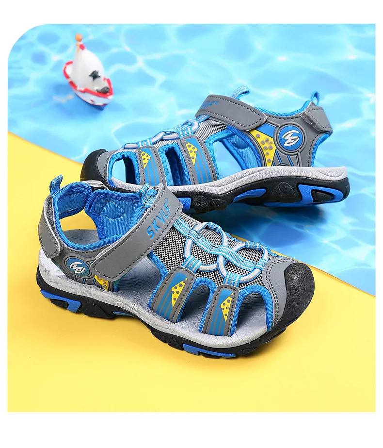 Children Summer Breathable Non-slip Sandals Boys Girls Beach Shoes Soft Flat Closed Toe Safty Shoe Outdoor Casual Sports Sandals bata children's sandals