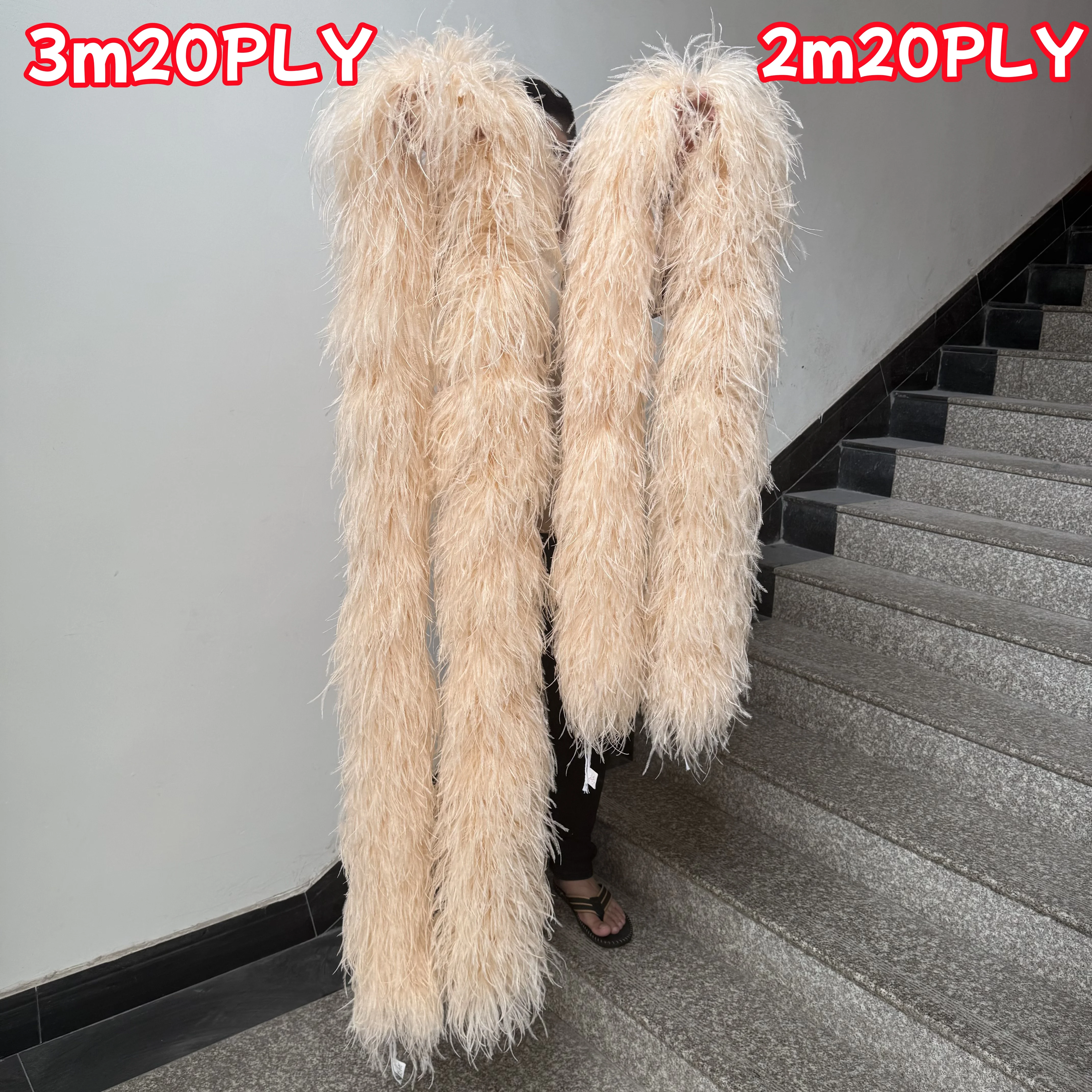 Plumas de avtruz de 6 capas y 2 metros de calidad, adornos de Boa blancos y ponjosos, falda Plumas de avtruz de 6 capas y 2 metros de calidad, adornos de Boa blancos y ponjosos, falda
