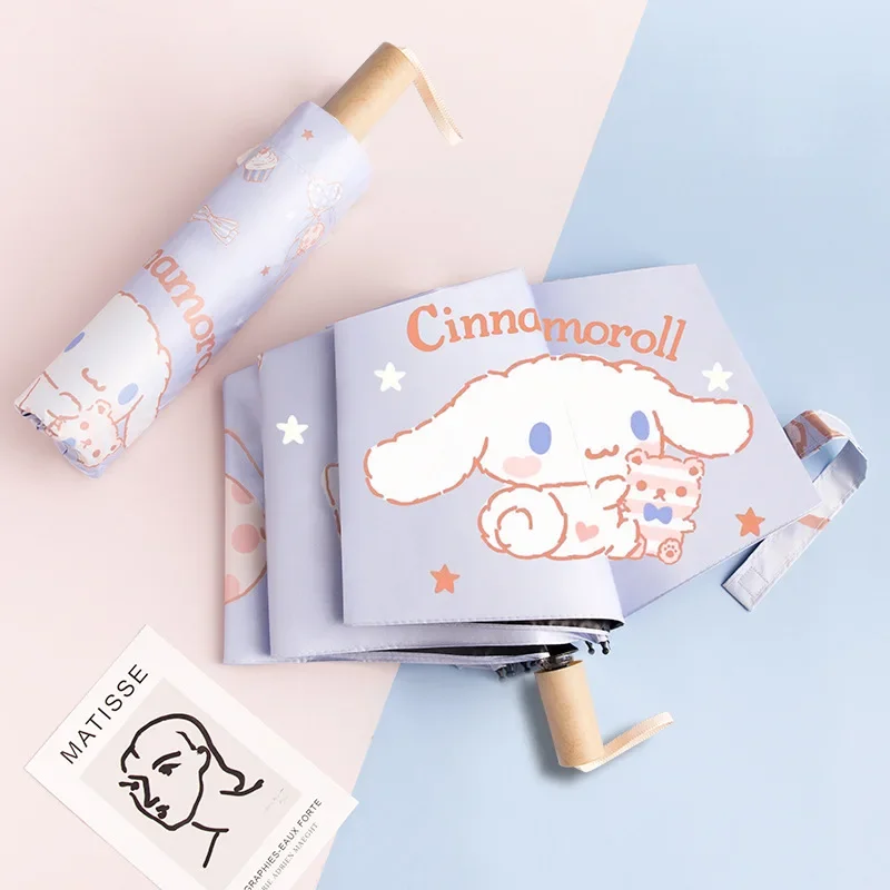 

MINISO - Sanrio Cinnamoroll Umbrella Sea Fan Folding Fully Automatic Umbrella Same Sunscreen Umbrella Anime Surroundings