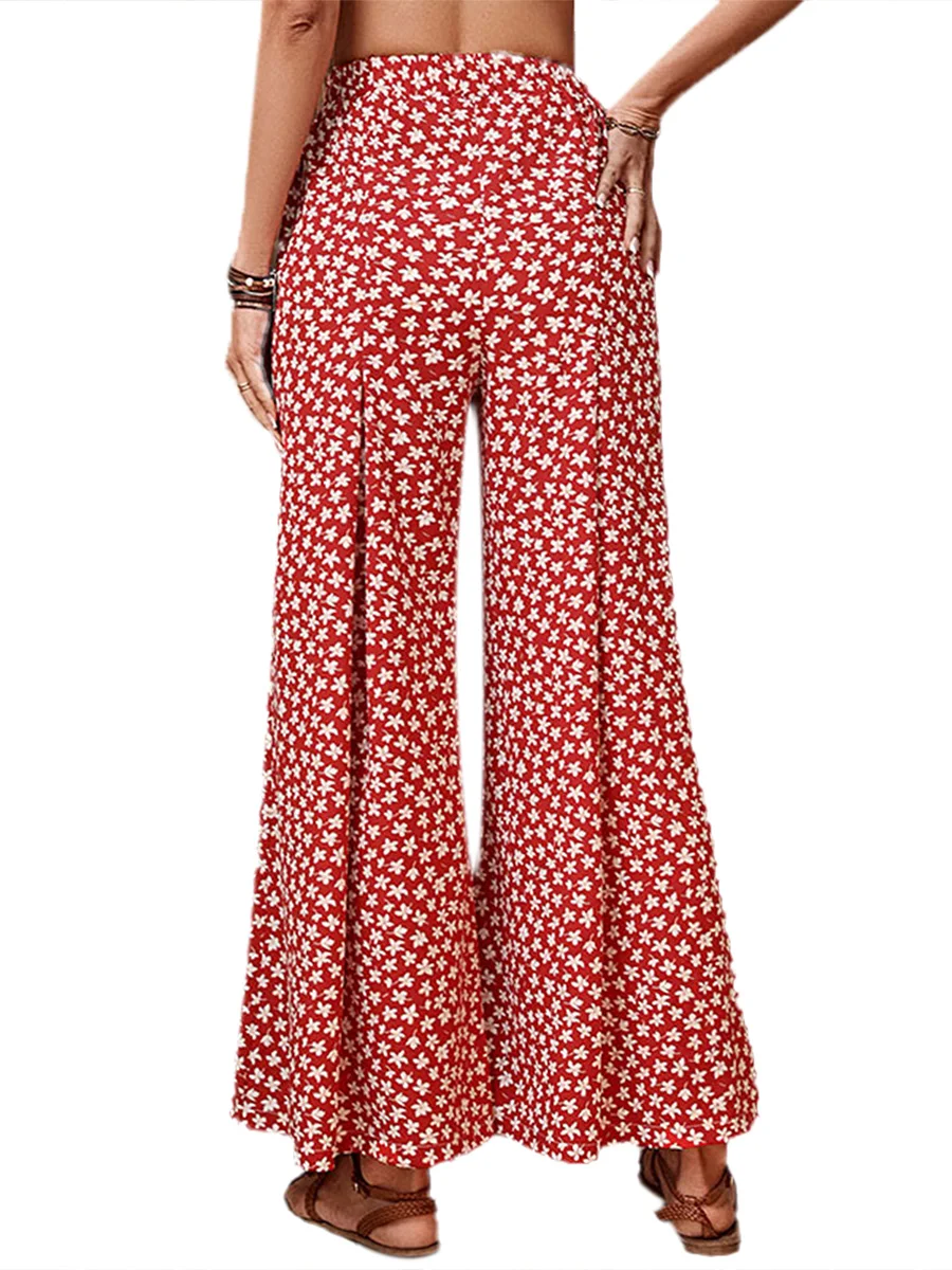 

Effortlessly Chic Women s High Waist Floral Palazzo Pants with Flowy Wide Legs and Tropical Boho Style for Casual Streetwear