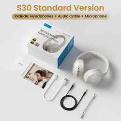 HAYLOU S30 Premium Wireless Bluetooth Headphones with Adaptive Noise Cancellation and Extended Playtime (Standard version-W)