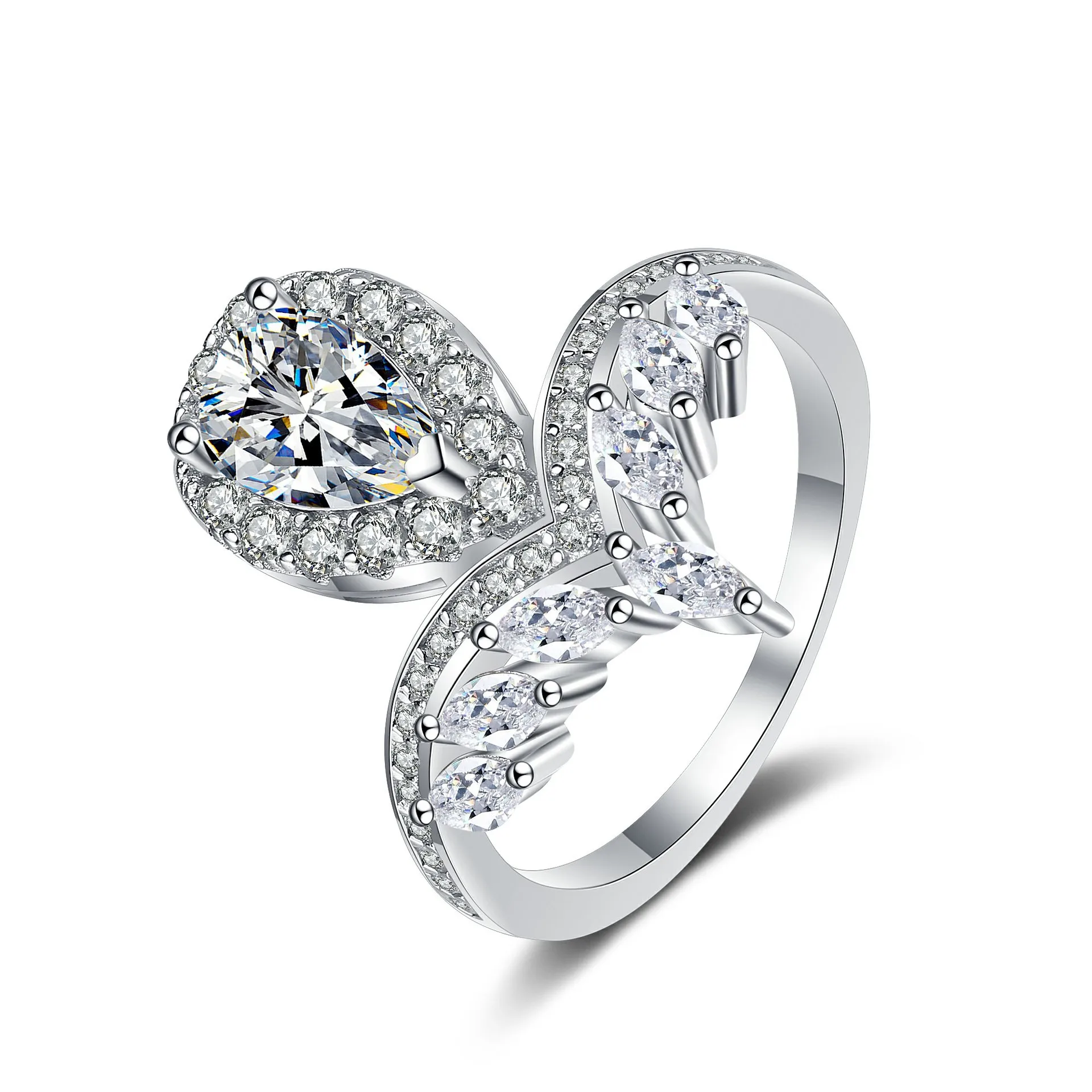 

Женское серебряное кольцо в форме капли воды, венец, Муассанит, позолоченное кольцо pt950, Подарок на годовщину