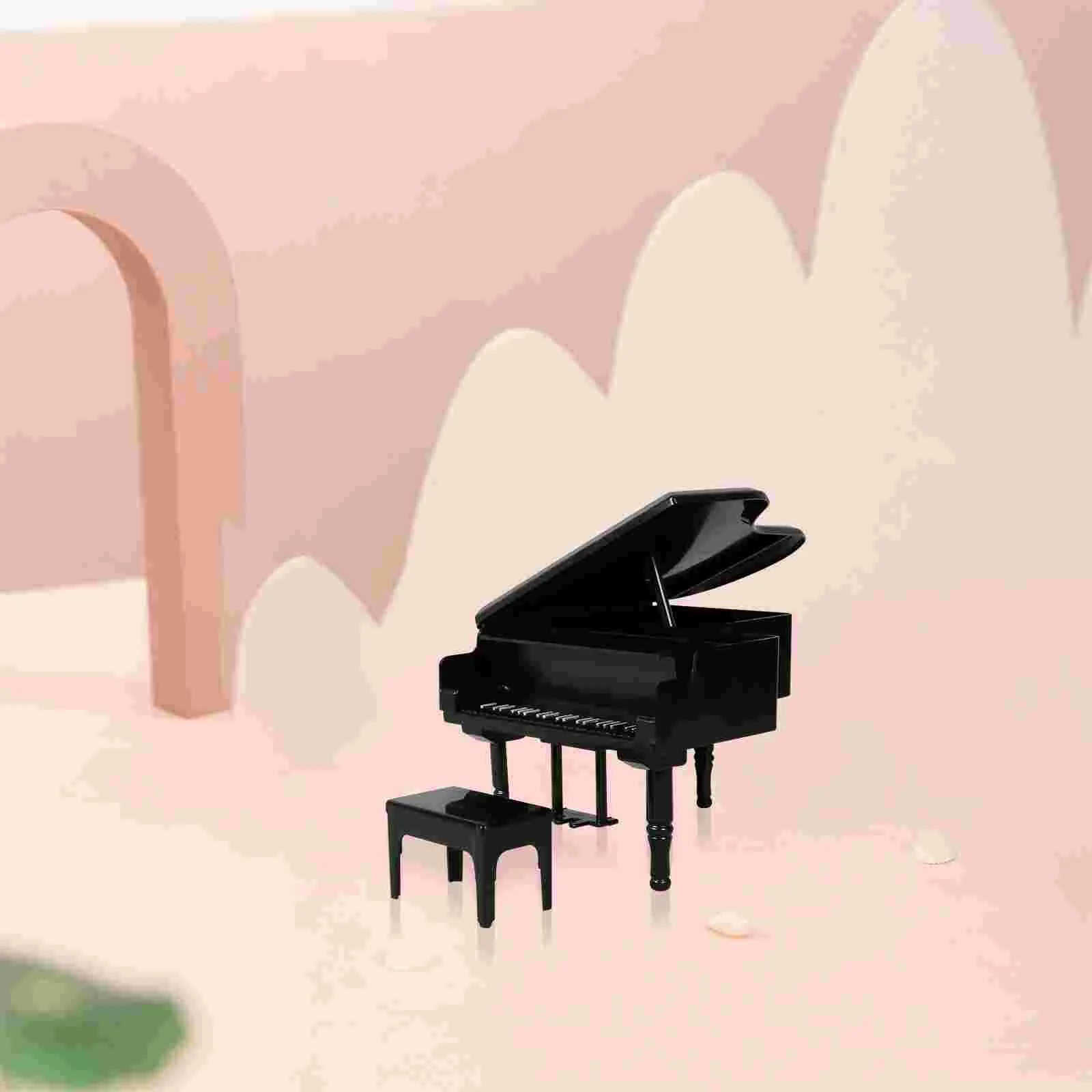 

Dollhouse Piano Miniature Model Decoration Tiny Homes Furniture and Stool Vertical Small Accessories