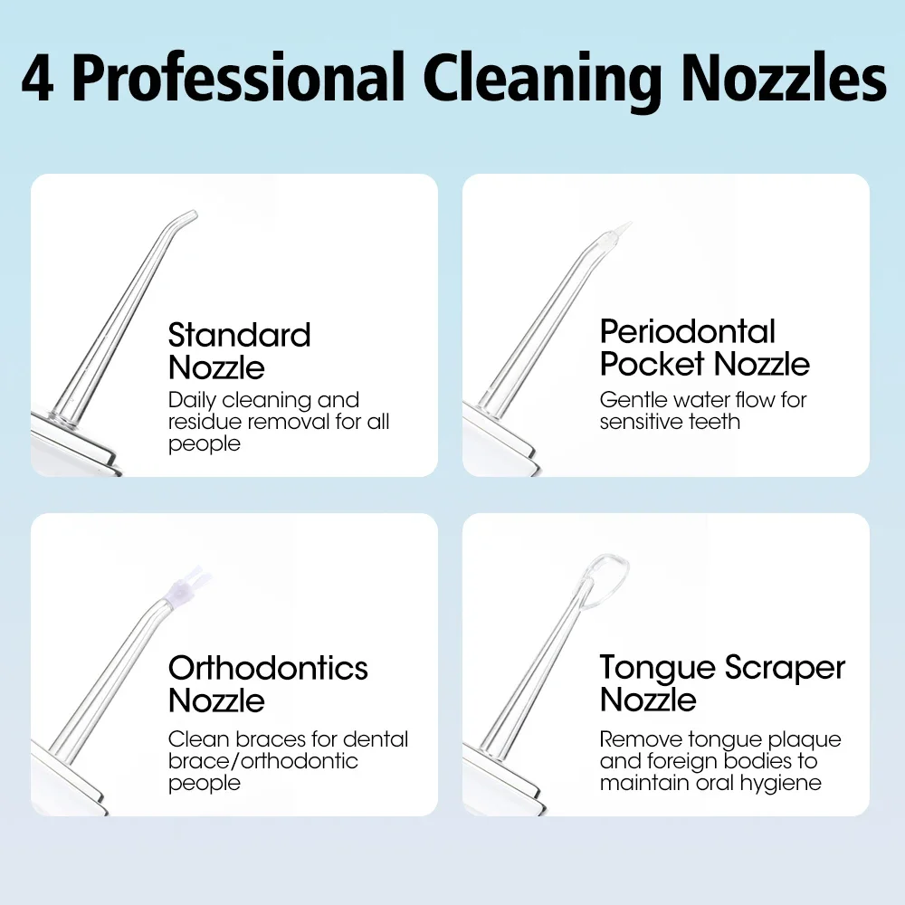 Portable Electric Oral Irrigator Water Flosser Teeth Whitening Wireless Dental Water Jet Teeth Cleaning Tools for Home Travel