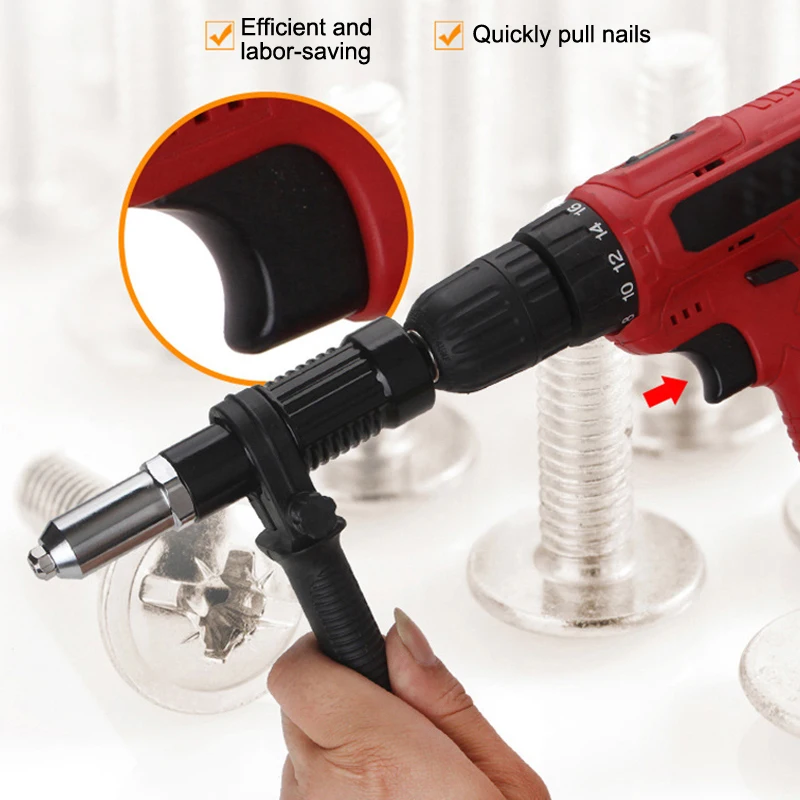 1Set Riveting Machine Electric Rivet Gun Adapter 2.4mm-3.2mm-4.0mm-4.8mm Riveting Tool Home Riveting Machine For Electric Drills