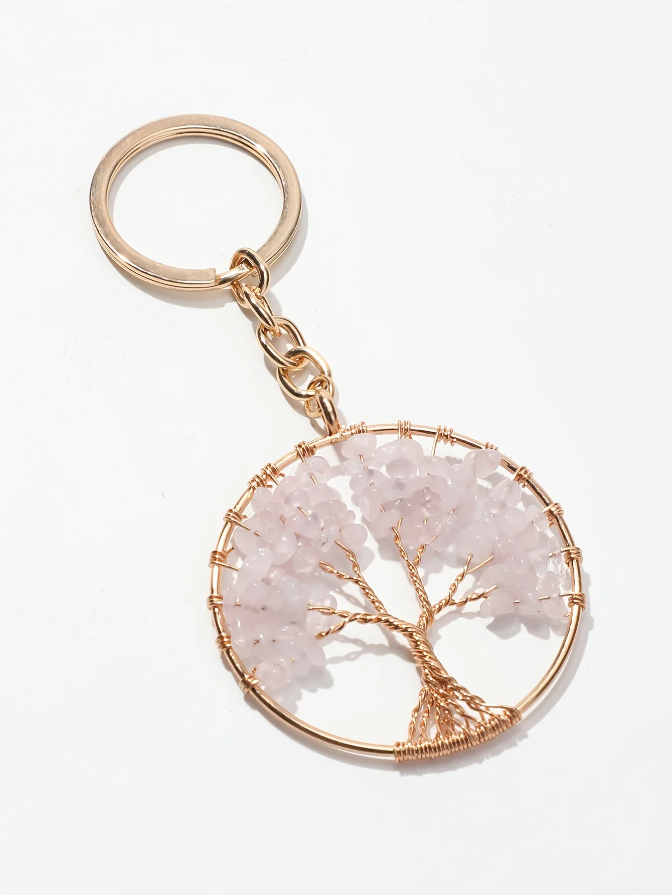 Keyring with natural stone charm