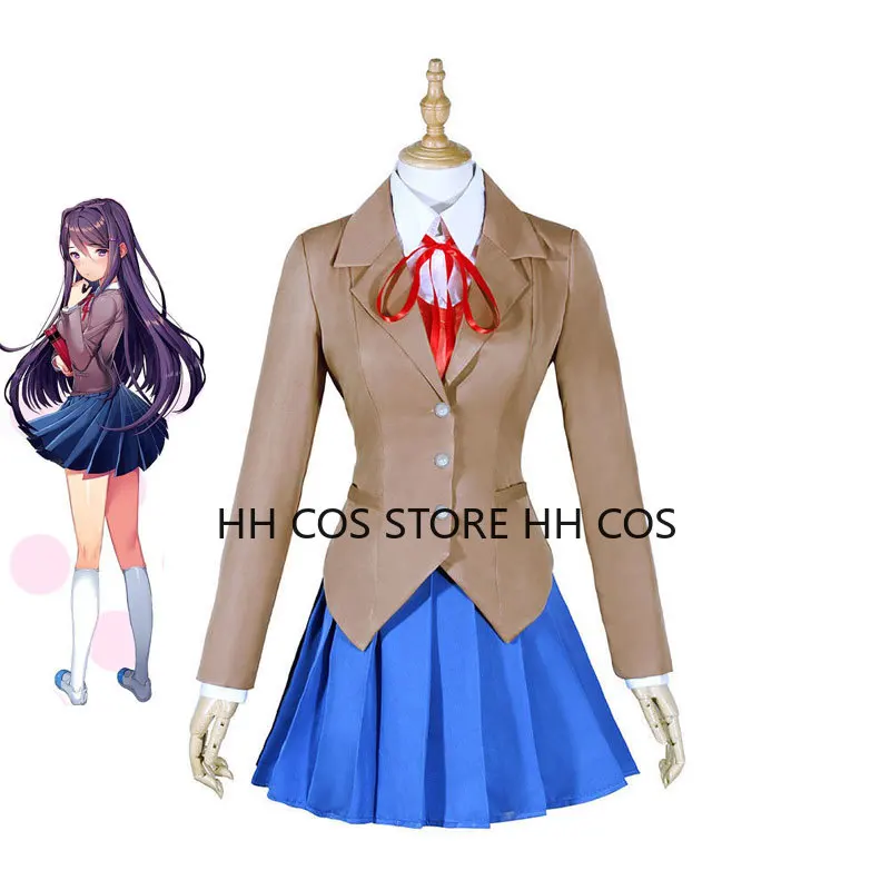 

New Doki Literature Club Cosplay Monika Costume Women Girls School uniform suit