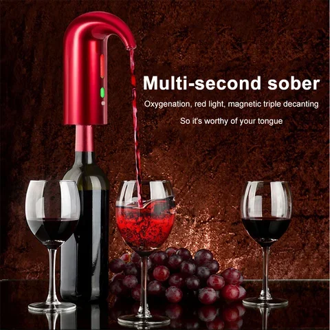 

Portable Electric Wine Pourer Wine Aerator Pourer Instant Wine Decanter Dispenser Pump One-Touch Automatic USB Rechargeable