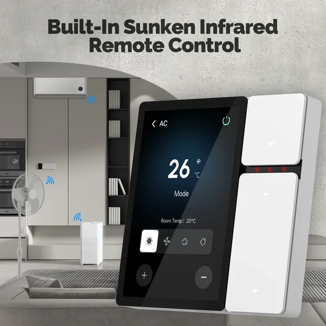 MOES-Smart Remote Control Panel Screen, 3 Relés, 3 Botões Físicos, Controle Remoto IR, Bluetooth, Sigmesh Hub, Built-in Wi-Fi, 3,5 polegadas 3