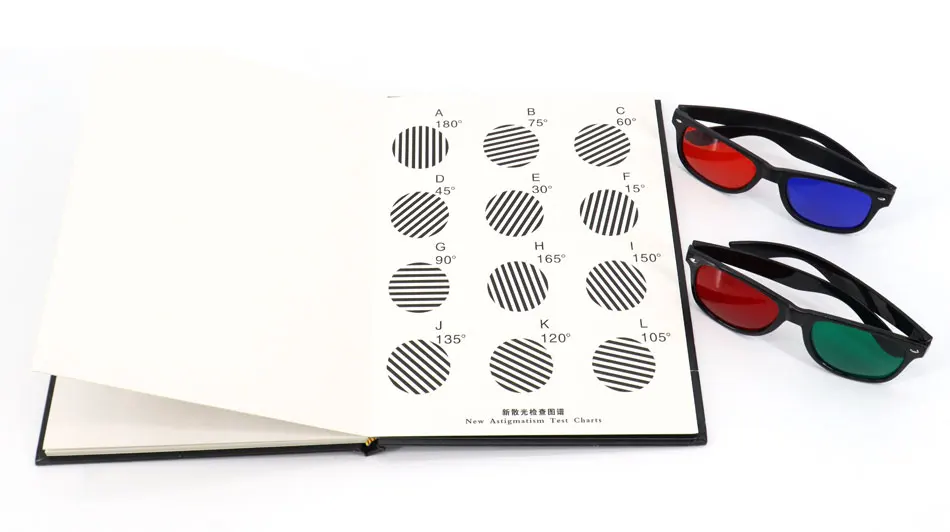 Random-dot Stereograms Comprehensive Visual Test Charts Book Color Blindness Astigmatism Amsler Test Chart with Eyeglasses