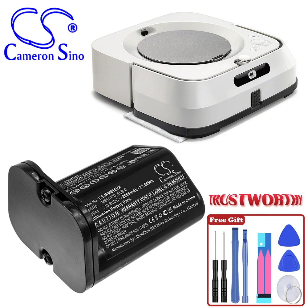 

Vacuum 2000mAh / 21.60Wh Battery For iRobot ALB-C M611020 Braava Jet M6 Volts 10.80V