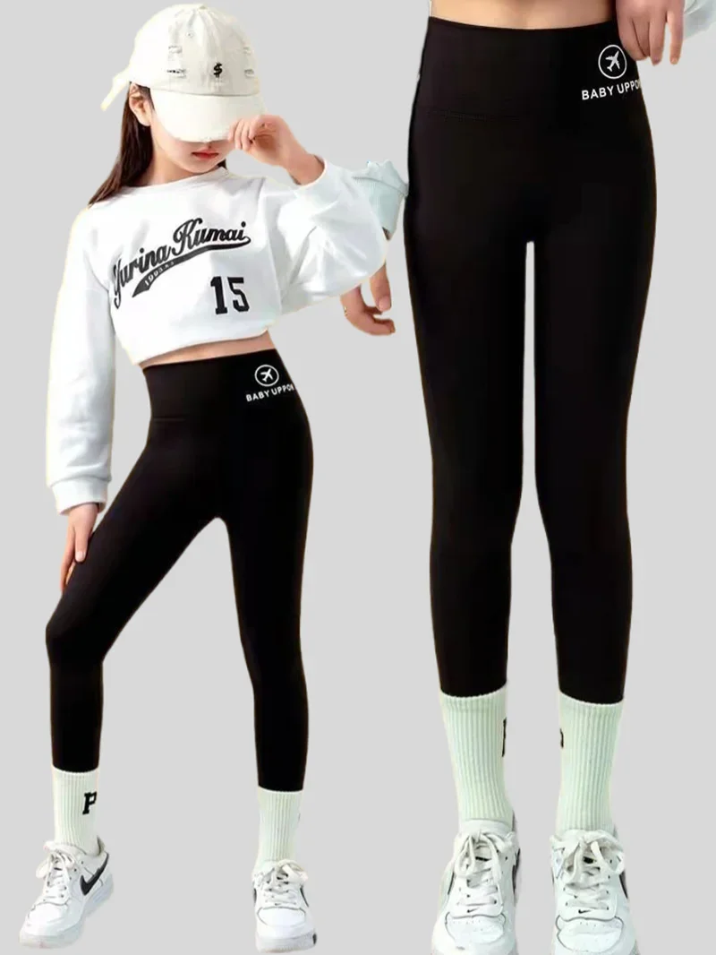 

4-12Y Girls' Pants Winter Children's Pants Thermal Leggings Thick Velvet Solid Color Children's Pants Baby Girls Thermal Sports