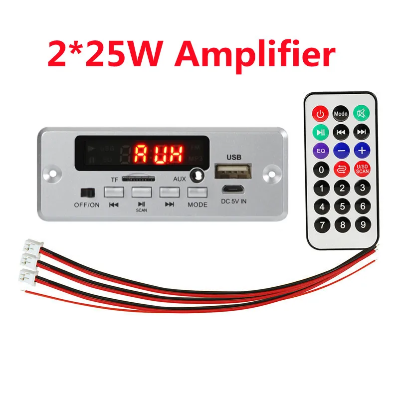 Hands-free MP3 Player Decoder Board  12V Bluetooth5.0 50W amplifier Car FM Radio Module Support FM TF USB AUX Recorders sony mp3 player