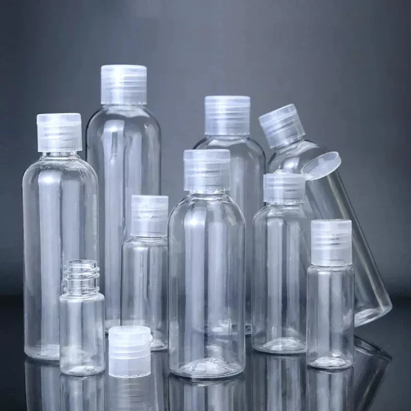 플라스틱 병 클램셸 에멀젼 PET 포장 시험, 빈 휴대용 여행 용기 리필 가능, 5ml-120ml, 50 개/로트