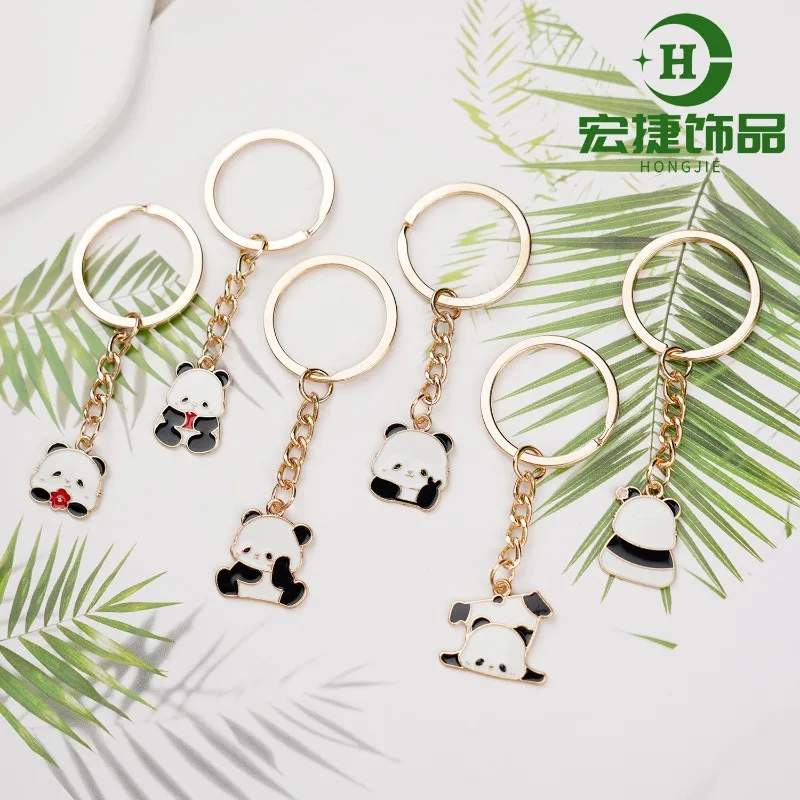 

Cartoon Panda Keychains Enamel Animal Pendants Keyrings for Women Men Car Key Handbag Hanging Key Chains Jewelry Accessories