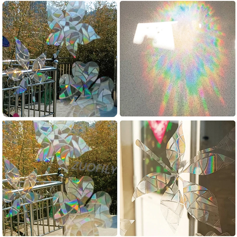 2022 New Rainbow Prism Electrostatic Glass Stickers PVC Leaves Static