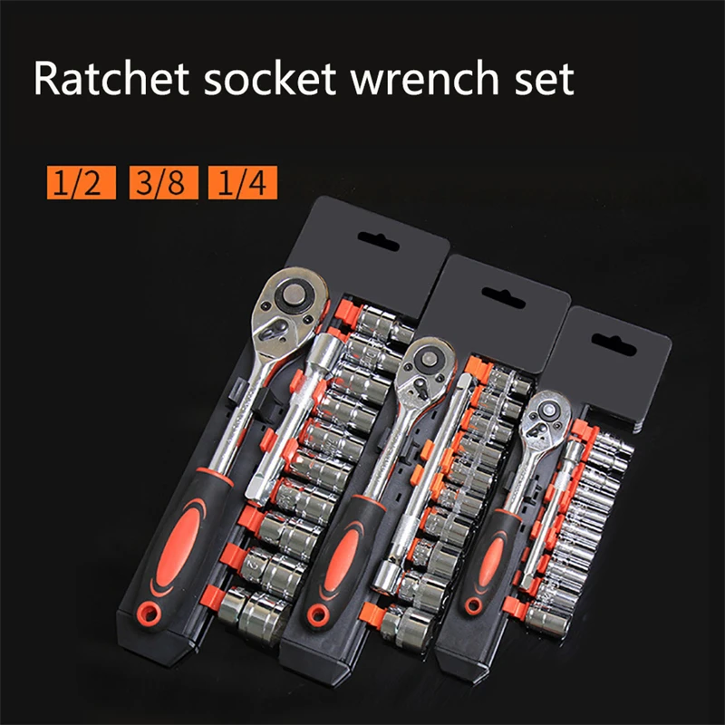 12Pcs-1-4-3-8-1-2-Inch-Ratchet-Socket-Wrench-Set-Multi-function-Ratchet ...