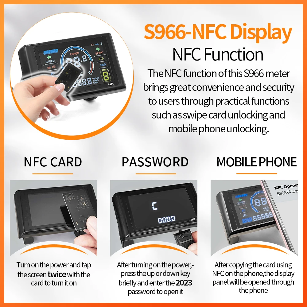 전기자전거 48V 60V 72V 60A 80A 3모드 정현파 학습 기능 컨트롤러 S966NFC H100 디스플레이 3000W 5000W 모터