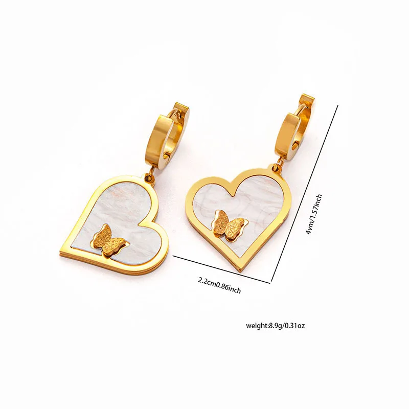Fashion 316L Stainless Steel Pearl Heart Earrings For Women 18K Real Gold Plated Wedding Jewelry Accessories 6