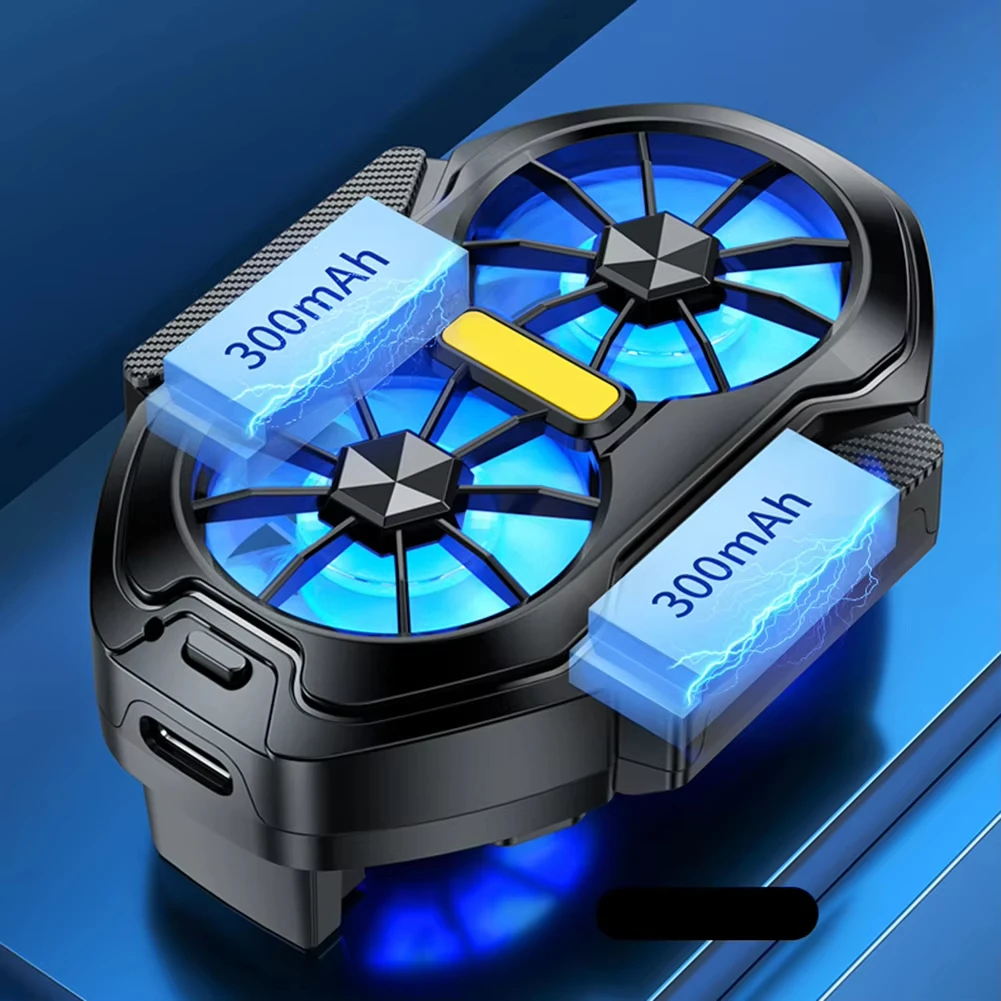 Dual Fan Mobile Phone Radiator Plug-in/Rechargeable Portable Game Heat Sink Air Cooling Type-C for Android IOS PUBG Game Cooler