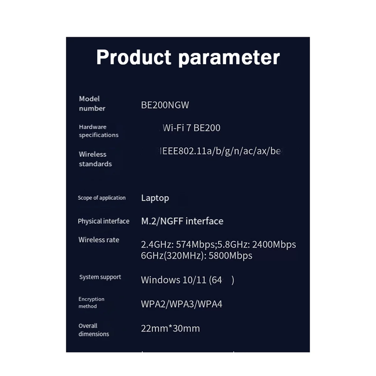 BE200 무선 네트워크 카드용 SCLS WiFi 7 BT5.4 Wifi 카드 BE200NGW 2.4/5/6GHz 5.8 Gbps M.2 어댑터 (PC 노트북용)