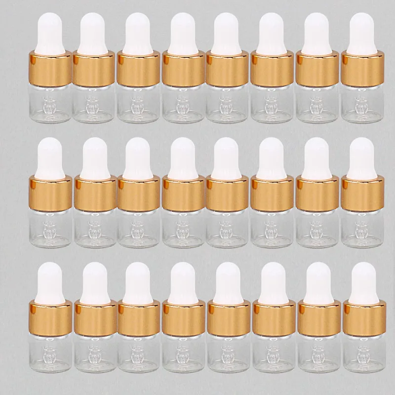20/30/50/100pcs Mini Clear Glass Essential Oil Aromatherapy Dropper Bottles Gold Cap Reagent Drop Eye Liquid Pipette Bottle