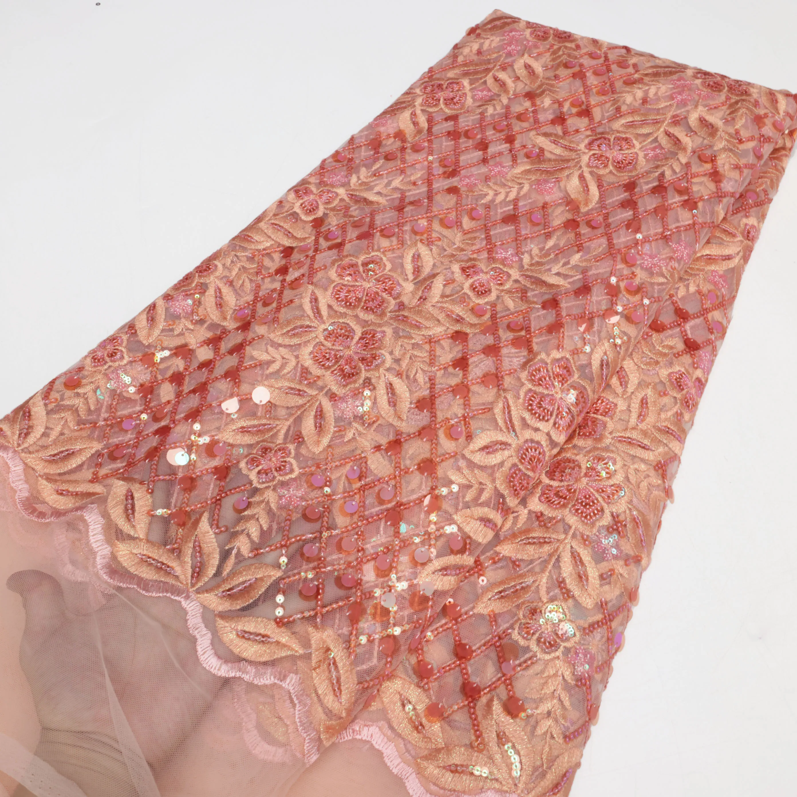 NigWin-Tissu en dentelle de tulle à paillettes africaines, maille française, tissu pour coudre des robes de soirée de mariage de luxe, haute qualité, 5 mètres, 2025