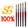 RolinStar SS quality 100% Kolinsky content Acrylic dipping powder red wood penholder Round Shaped nail brush mink durable 1