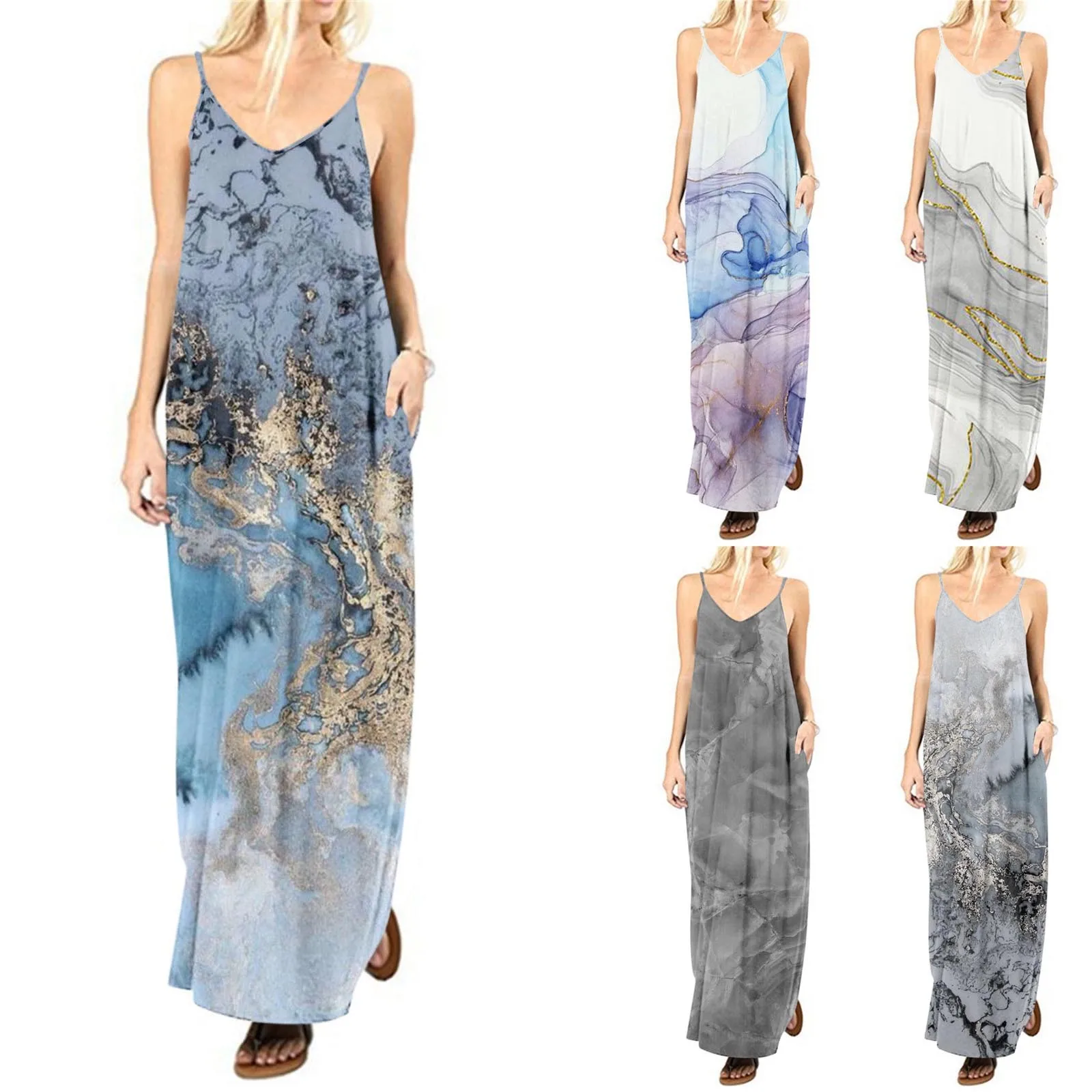 

Dress Women Casual Fashion Fashionable Ink Printed Round Neck Women Summer Dress Vacation Outfit For Woman 2023 Vestidos