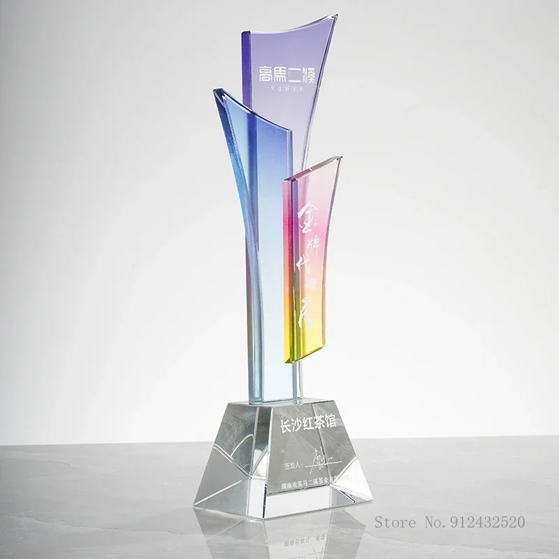 Customized Crystal Trophy for Goddess and Honor, Champion Trophy, Color Printing, Commemorative Souvenir, Home Decoration, 1Pc