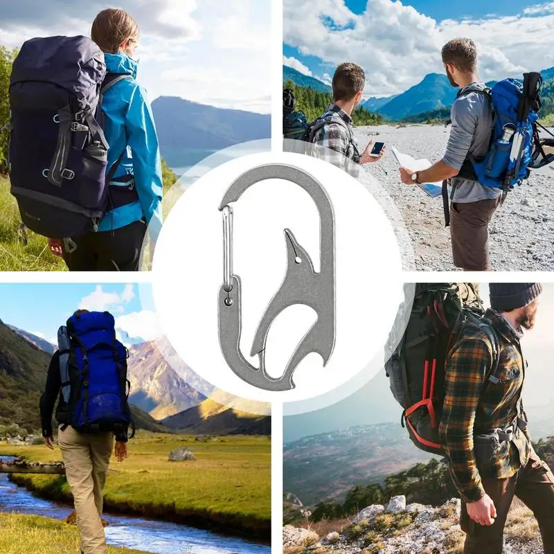 Titanium Carabiner Bottle Opener Multifunctional Titanium Carabiner Keychain Anti-Lost Quick Release Key Ring Carabiner For Men